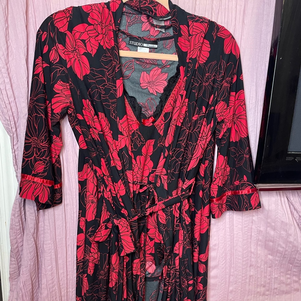 Donatella PJs 3 pcs Soft Polyester Spandex Pajamas with Robe